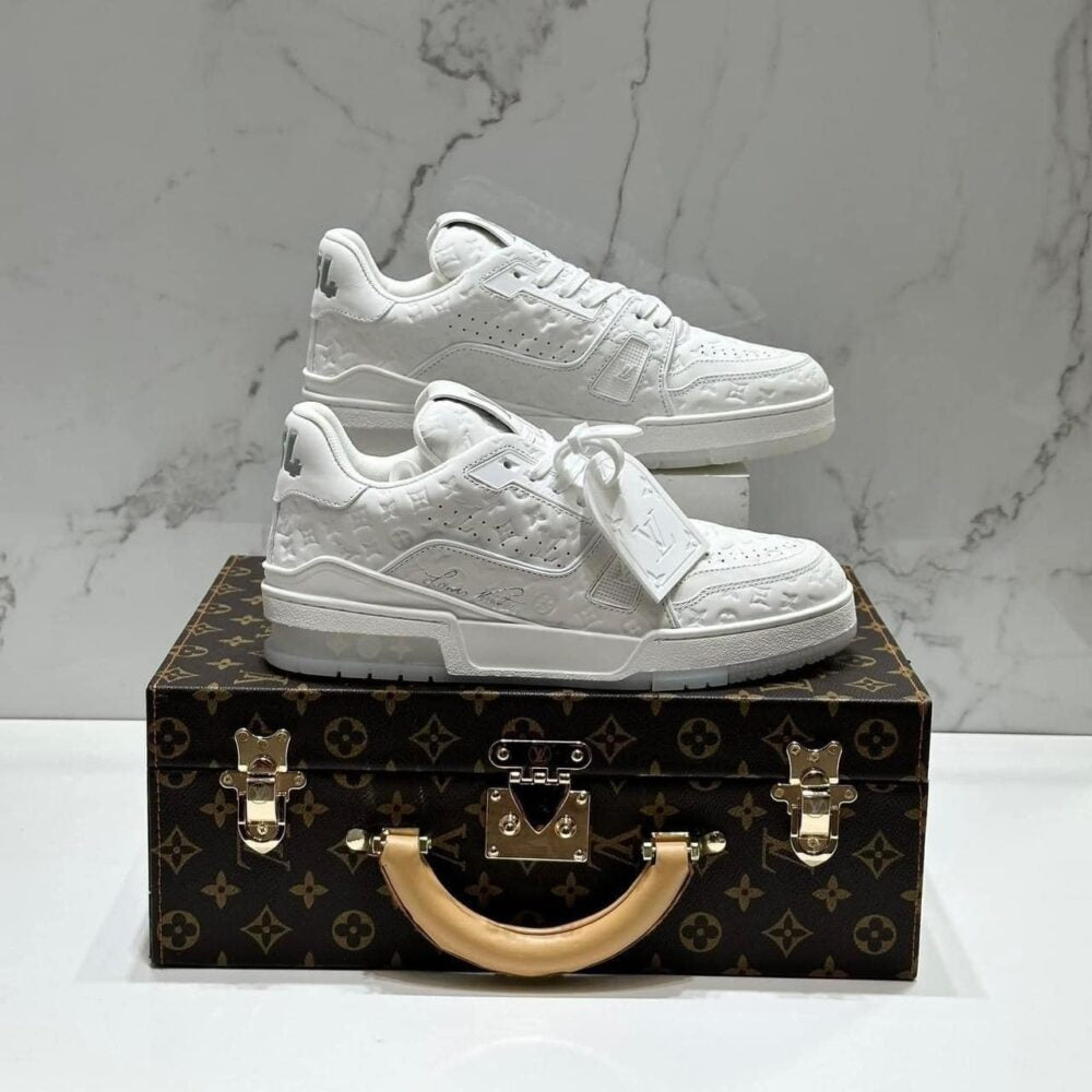 Louis Vuitton LV Trainer Sneaker  Triple White Monogram Embossed Edition
